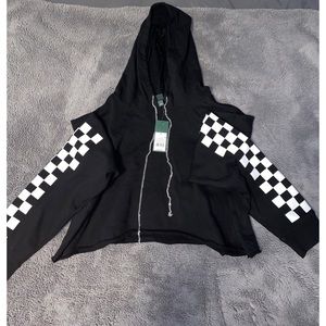Forever 21 black checkered cropped hoodie